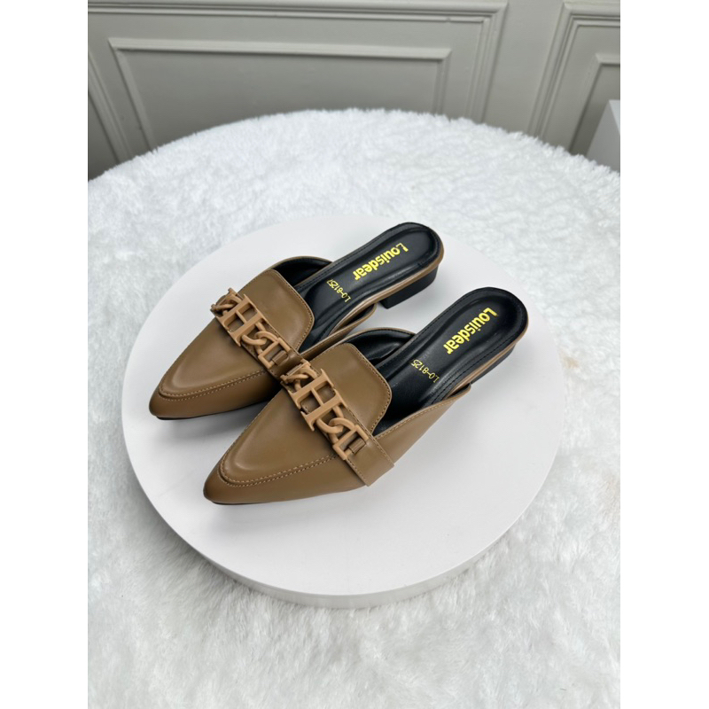 sendal flatshoes wanita terbaru kekinian tapak 2 cm bahan dove LOUISDEAR B153