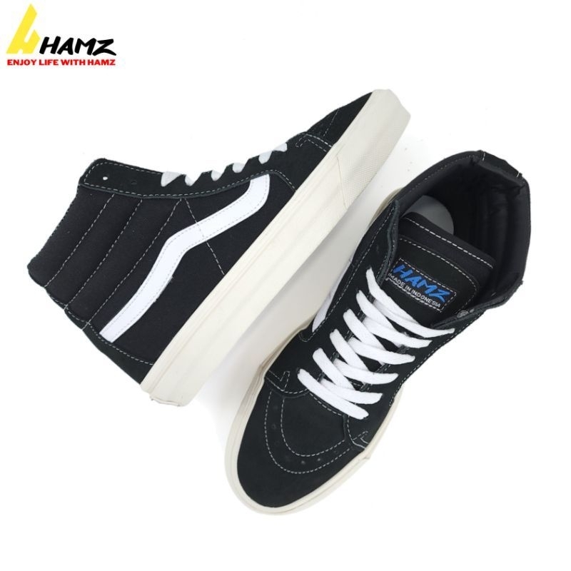Sepatu Sneakers Hamz Epic Tinggi Hitam Putih Sepatu Pria