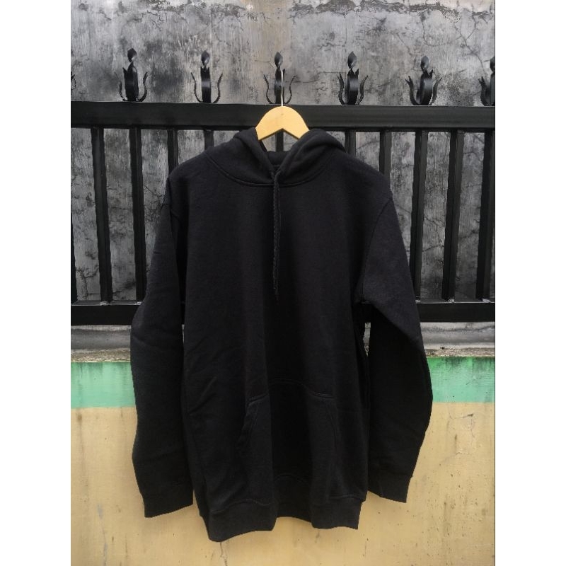 Hoodie Polos Hitam Pria Wanita Premium