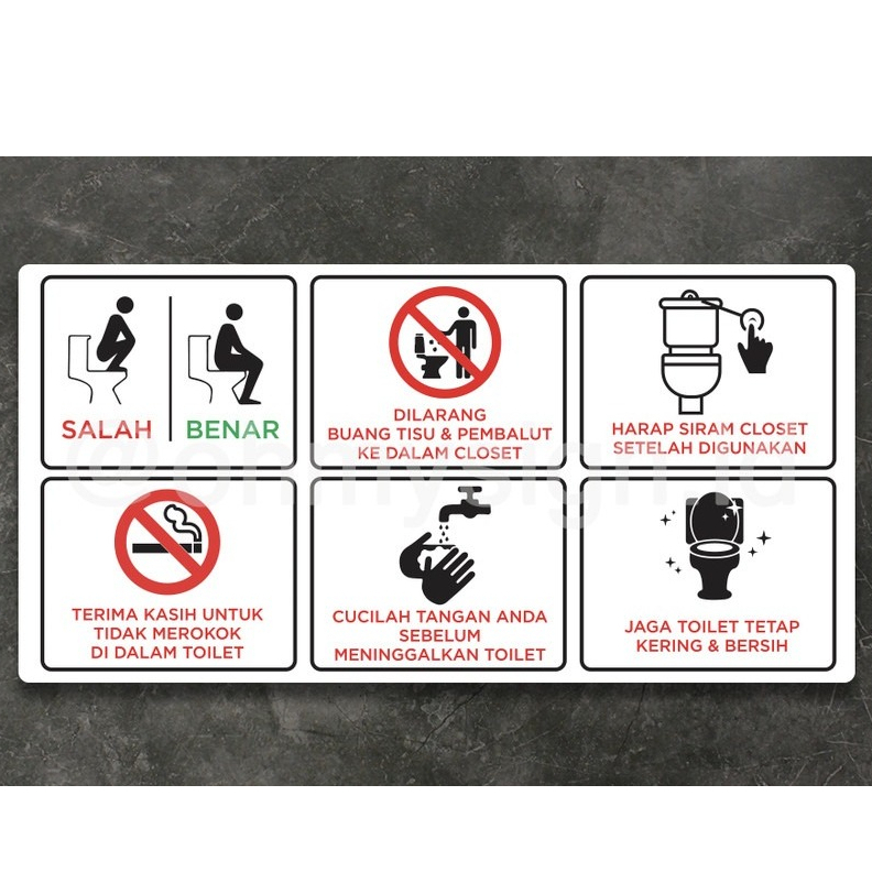 

Sign Tata cara penggunaan Toilet ukuran 15cm x30cm