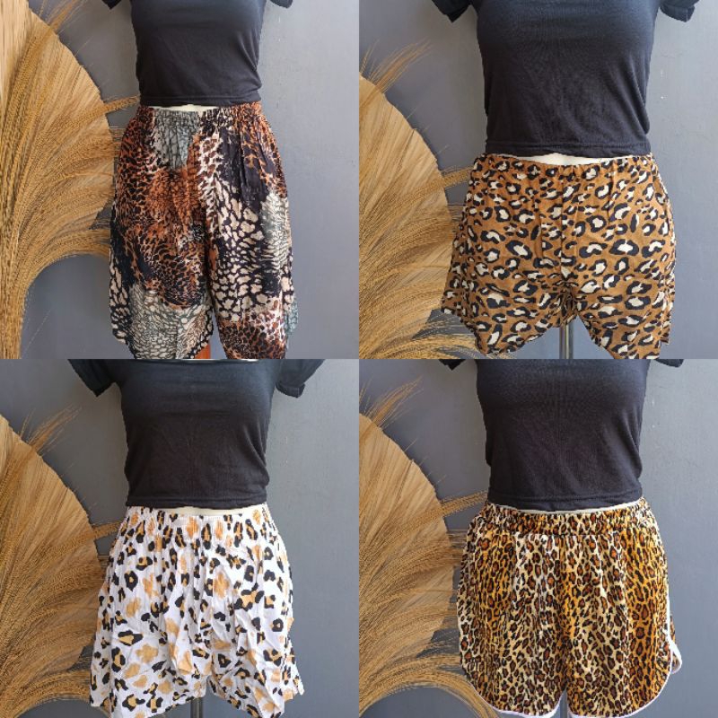 serba.leopard Celana pendek boxer rok mini leopard macan cheetah animal print