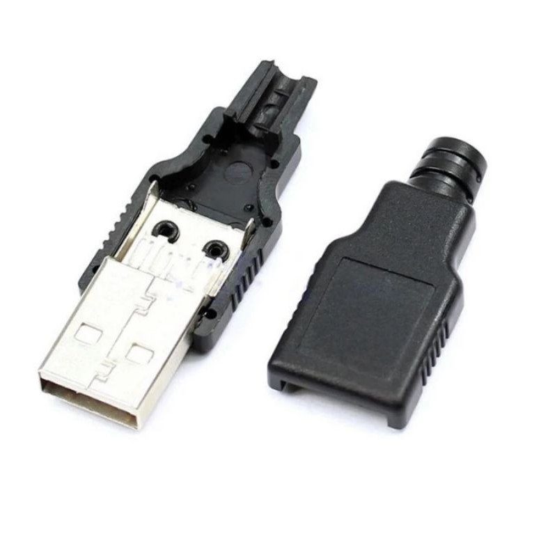 Soket USB male 4 Pin Plug Socket Connector and Plastic Cover HPT