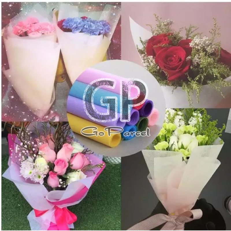 ( Ecer 1 Lembar ) TISSUE 17 GRAM - KERTAS BUNGA COTTON PAPER TISSUE TISU FLOWER PAPER / FLOWER WRAPPING BUKET BUNGA PUTIH CREAM WHITE MAROON BLACK YELLOW