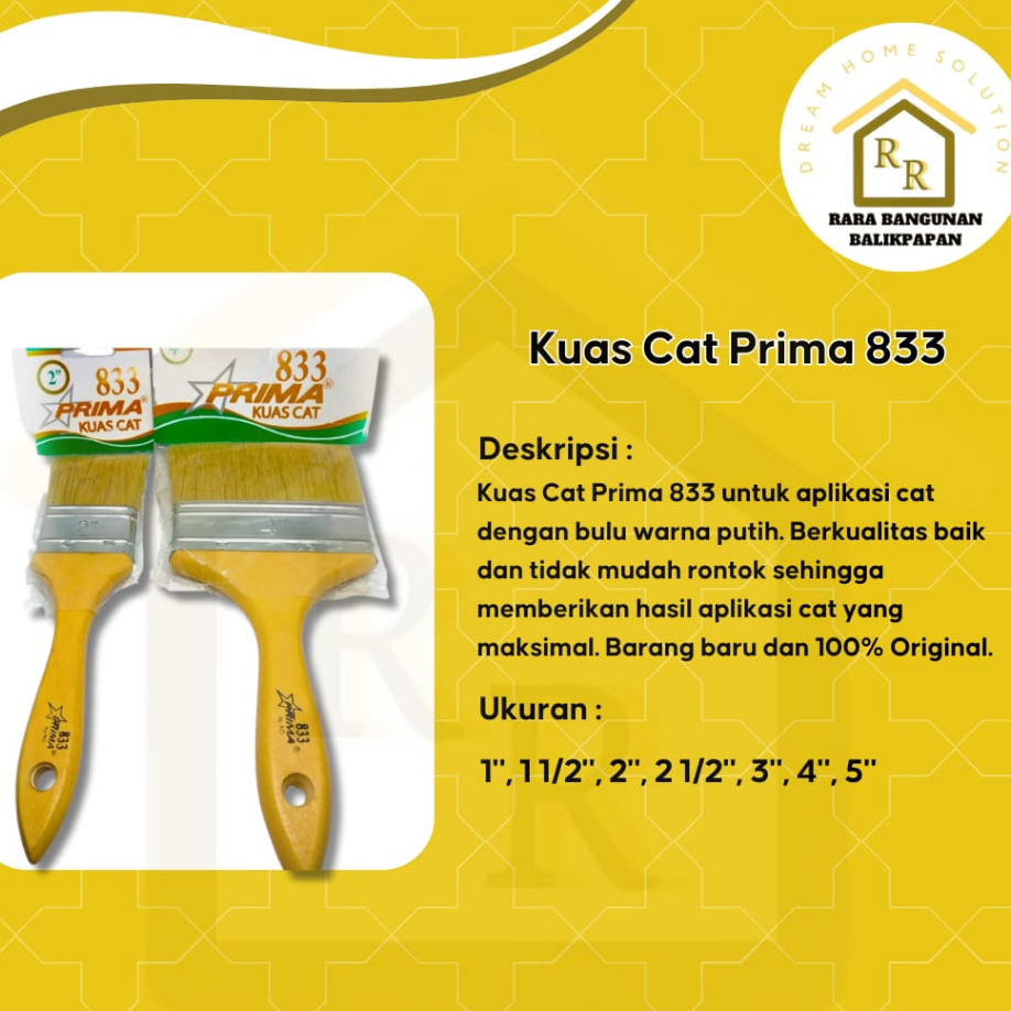 

KUAS CAT PRIMA 833 Lengkap Size 1" sampai 5" Murce