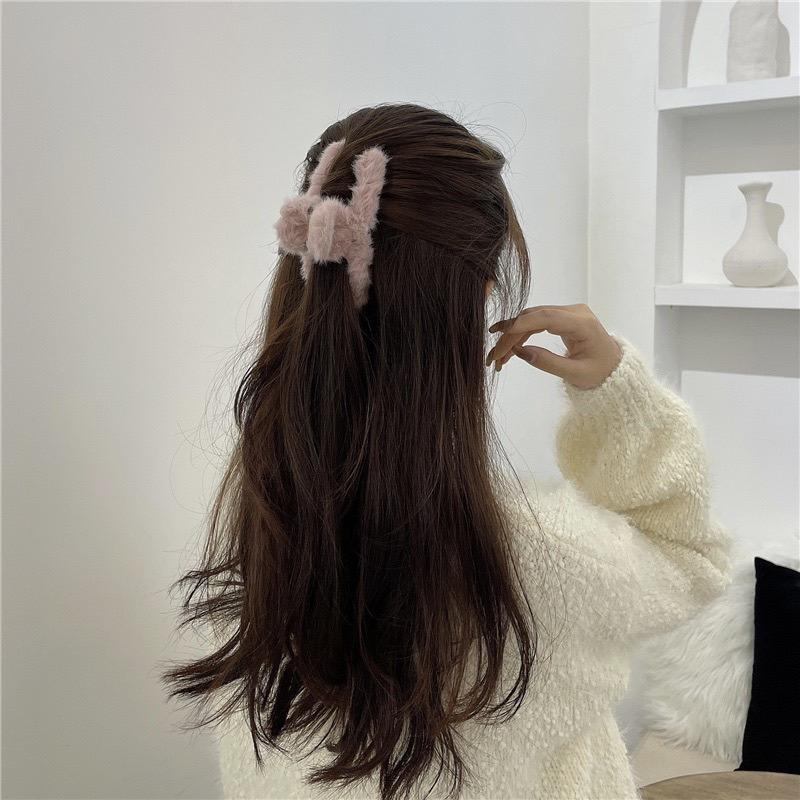 Jepit Rambut Salon Korea Jumbo 12cm Jedai Bulu Fluffy Faux Fur Hair Claw Clips / Jedai Bulu HOPYLOVY