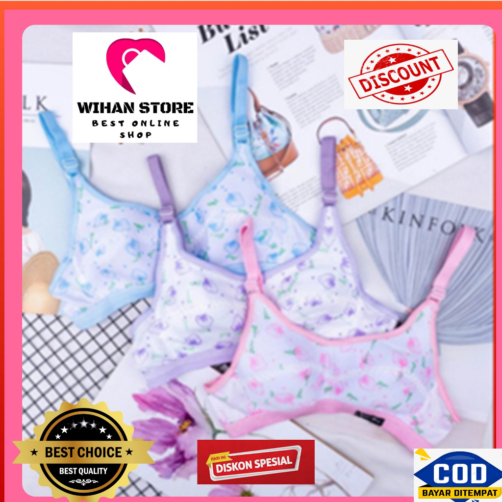 Bra Remaja Motif Mifta Bh Anak Remaja Abg SMP SMA Tanpa Busa Tanpa Kawat Bahan Katun Adem Nyaman Uku