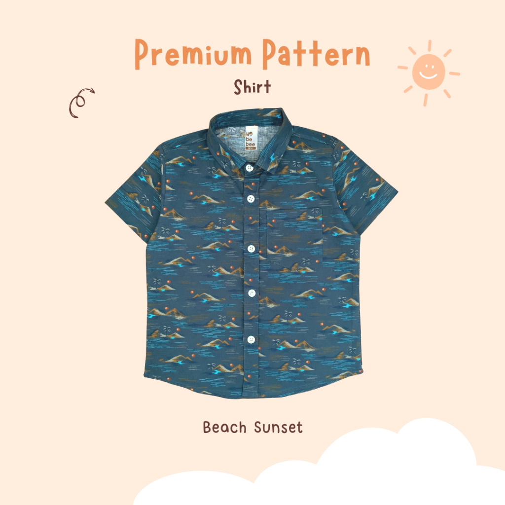 Yobebee Kemeja Katun Premium Pattern Tangan Pendek Anak Laki Laki Usia 2 4 6 8 Tahun Baju Atasan Kids Motif Karakter Boy Shirt Model Casual Formal Kemeja Kerah Anak Cowok