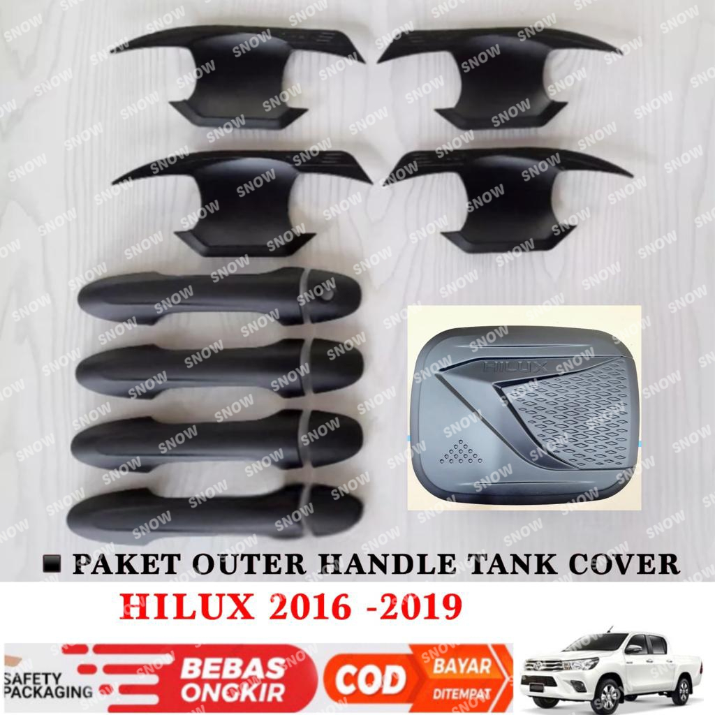 Paket Outer Handle Tank Cover All New Hilux 2016 2018 2019 Elegant Hitam Chrome