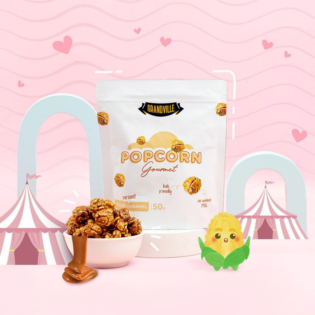 GRANDVILLE Popcorn Gourmet Rasa Crunchy Floss Hokkaido Milk Susu Cheese Keju Blast Dulce Caramel Karamel 50gr / Cemilan Snack Sehat Anak