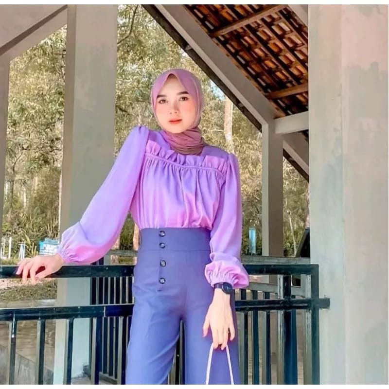 BLOUSE WANITA KOREA Atasan Blouse Kerut Serut Remaja Murah Terbari