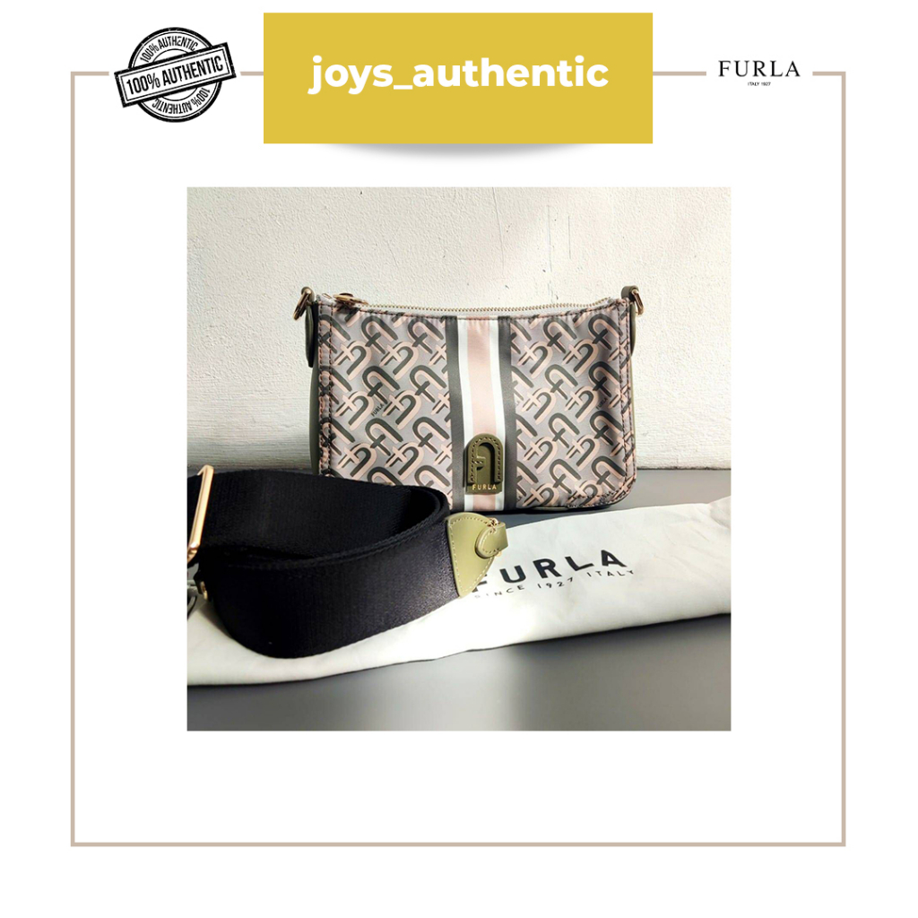 Tas Wanita Furla Atena Crossbody Bag In Toni Marmo Stripe NWOT Woman Bag Authentic Original