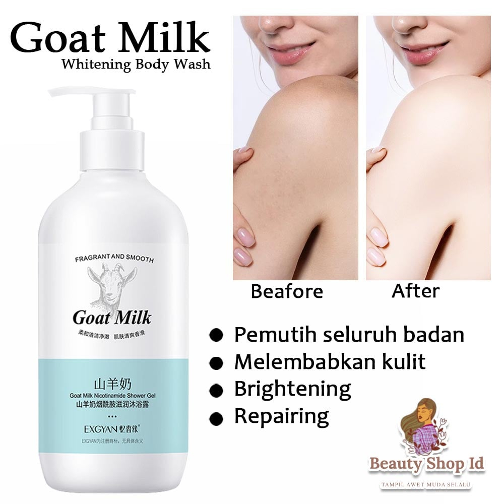 Beauty Jaya - Sabun Pemutih Badan Exgyan Goat Milk Shower Gel Sabun Mandi Cair Whitening