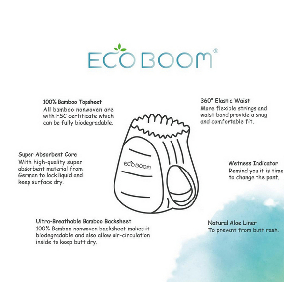 Eco Boom Bamboo Pants Diaper - Popok Diapers Celana Bayi Ecoboom Pampers Eco Friendly Sekali Pakai Ecoboom Pempes