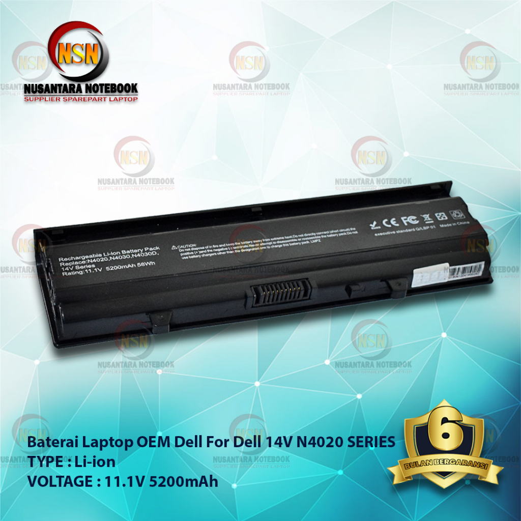 Baterai Dell ORI Inspiron 14V 14VR N4020 N4030 M4010 TKV2V 11.1V 5200mAh