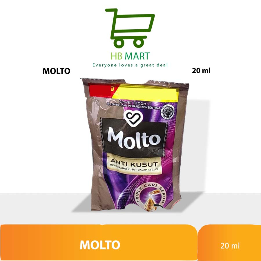 MOLTO PELEMBUT DAN PEWANGI ANTI KUSUT VELVET BLOOM 6'S X 20ML