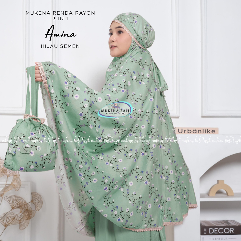 MUKENA BALI TASIK - MUKENA DEWASA RENDA RAYON 3 IN 1 AMINA