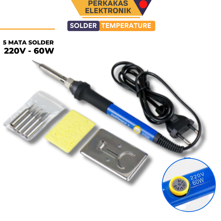 SOLDER IRON DENGAN PENGATUR CONTROL TEMPERATUR SUHU 60 WATT HIGH GRADE 220 VOLT 50 HZ