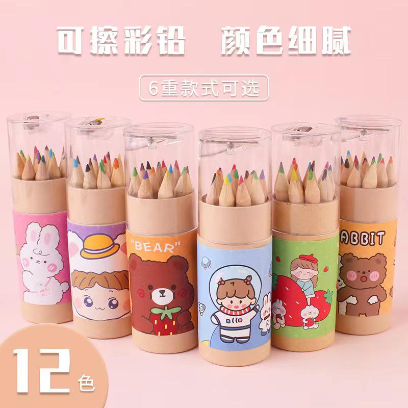 PENSIL WARNA TABUNG CUTE ANIMAL 1 SET ISI 12 PCS PLUS RAUTAN LUCU IMUT