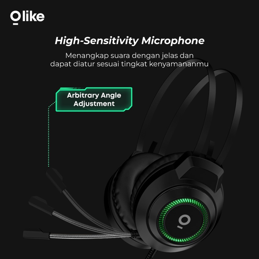 Olike GH1 Headphone Headset Gaming with Mic RGB LED Light - spt Gamen