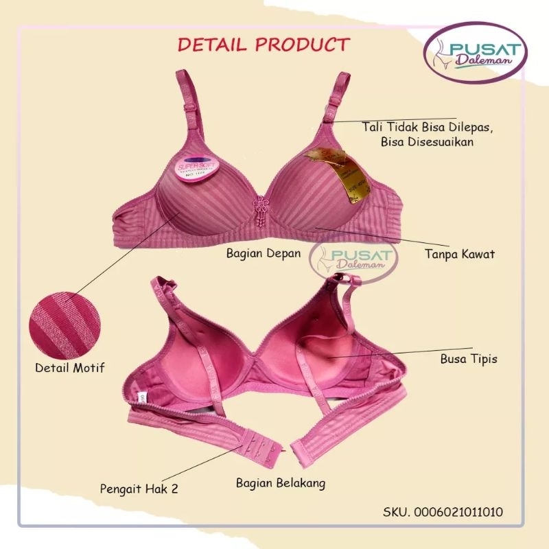 BRA Salur Busa Empuk Halus SUPERSOFT Fema 1101/Bh Fema Tanpa Kawat HAK 2 Cup A