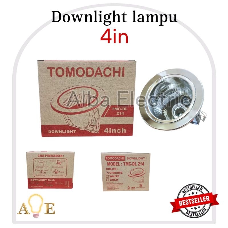 Kap Downlight 4 Inch Silver SNI Rumah Lampu Downlight Corong 4&quot; Chrome Tomodachi