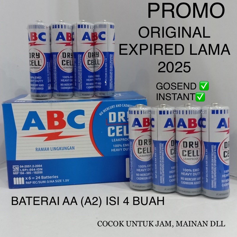 BATERAI ABC BIRU AA 1,5V BATRE KECIL BATU BATRE ISI 4 PCS