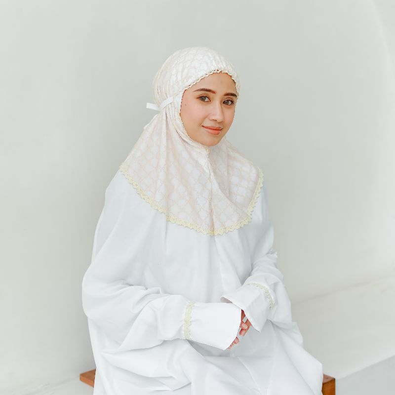 Fashion Nazwa - Mukena Dewasa Terusan MALIKA Renda Brukat Premium