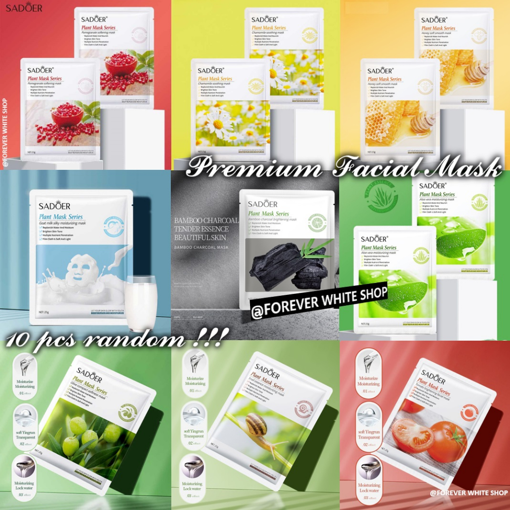 Isi 10 Pcs CAMPUR !!! Masker Wajah Korea Premium Plant Mask Series Sadoer Serum Glowing Sheet Mask ORI / Masker Wajah Pemutih dan Glowing Masker Muka Murah / Masker Wajah Organik Viral / Serum Wajah Wanita Pria Ampuh Masker Wajah Komedo dan Pori Jerawat