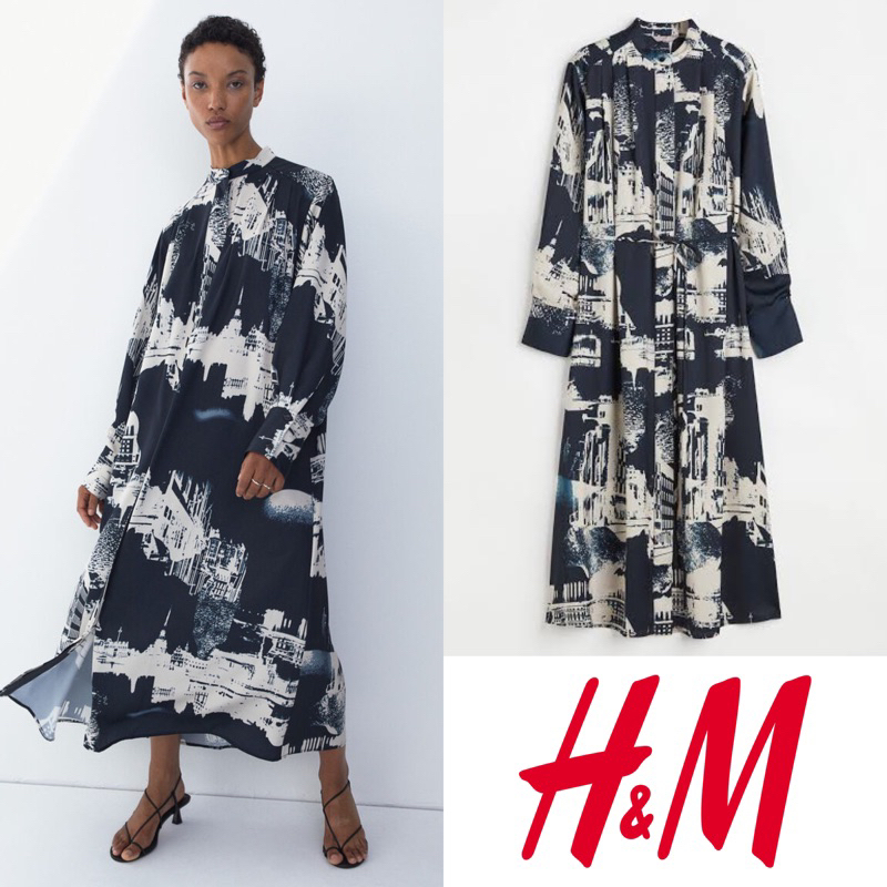 H&m hnm hm satin city navy maxi long dress