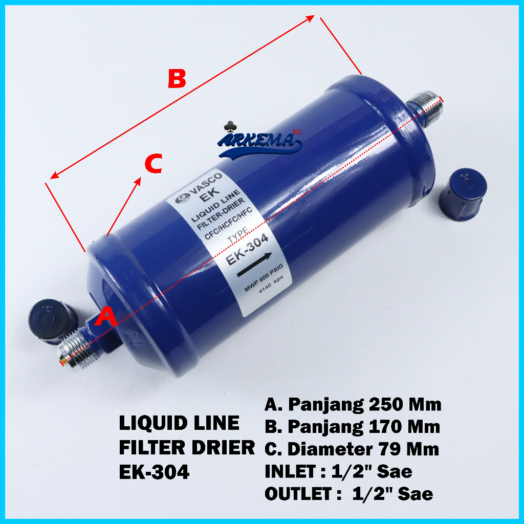 LIQUID LINE FILTER DRIER EK 304 1/2&quot; | PENYARING SIRKULASI AC FREON REFRIGANT