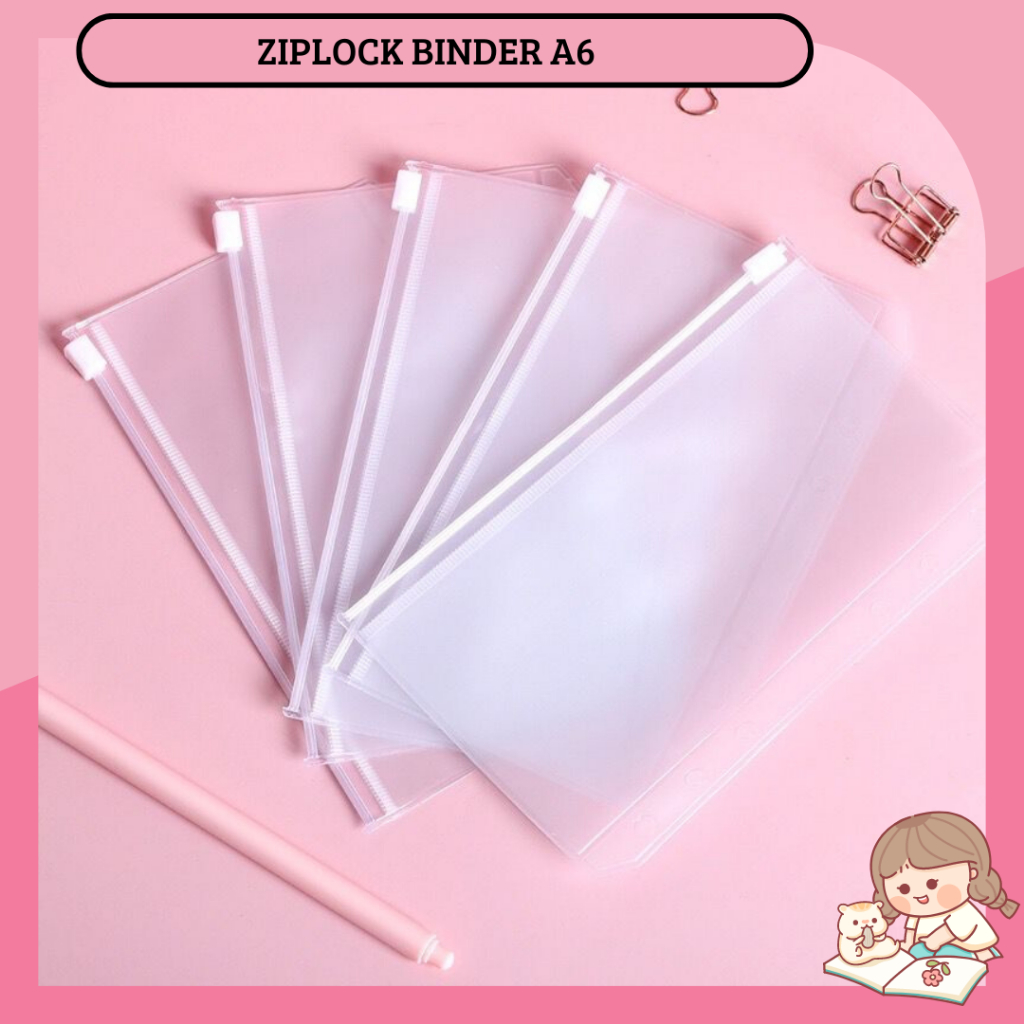 

A6 Binder Kantong / Ziplock bag / Pouch / Zipper PVC Diary Notebook 6 Ring