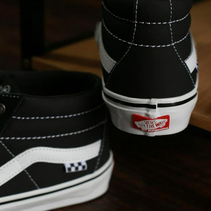 Vans Sk8-Mid Pro Skate Grosso Black White Emo Leather Original