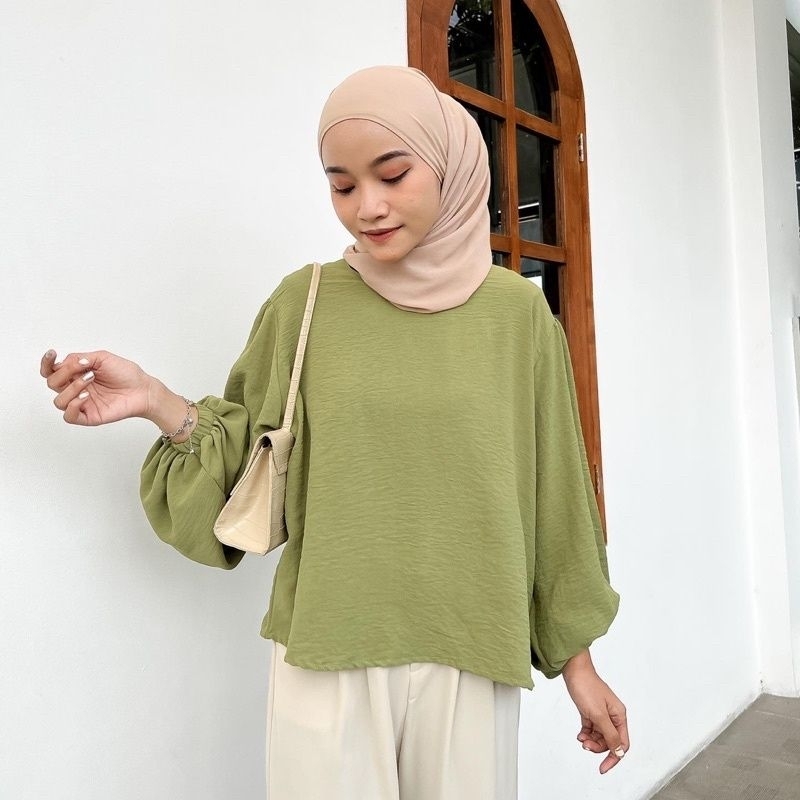 MISHA BLOUSE CRINCLE WANITA | BLOUSE BALON WANITA | ATASAN WANITA