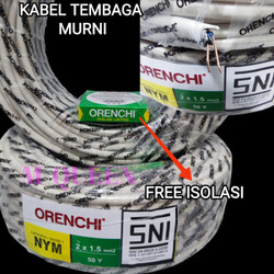 KABEL Listrik TEMBAGA NYM 2x1,5 /Asli Tembaga Murni SNI 50yard Free Isolasi