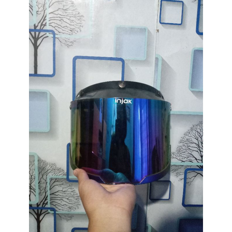preloved kaca helm datar pelangi