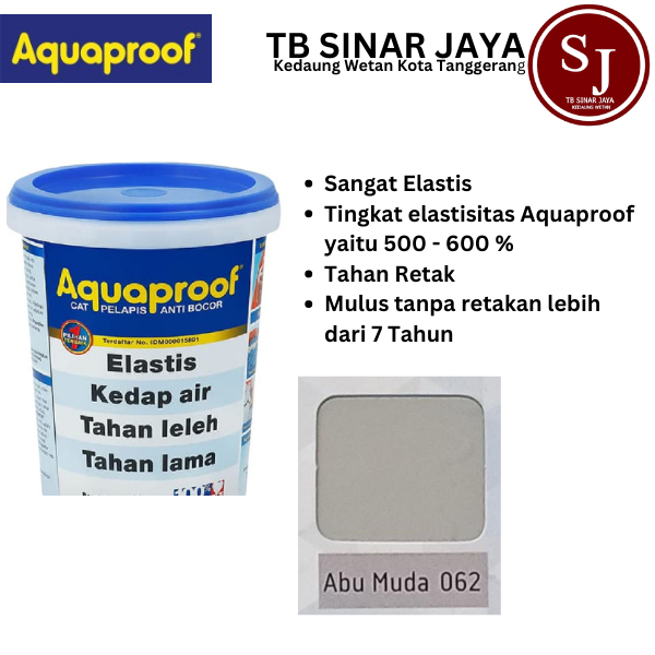 Cat Aquaproof Cat Pelapis Anti Bocor Kemasan 4kg - 062 Abu Muda