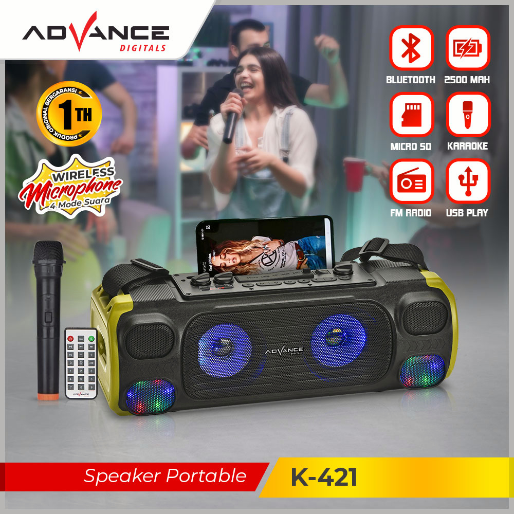 Advance Speaker BLUETOOTH K421 + FREE MIC Garansi 1 Tahun