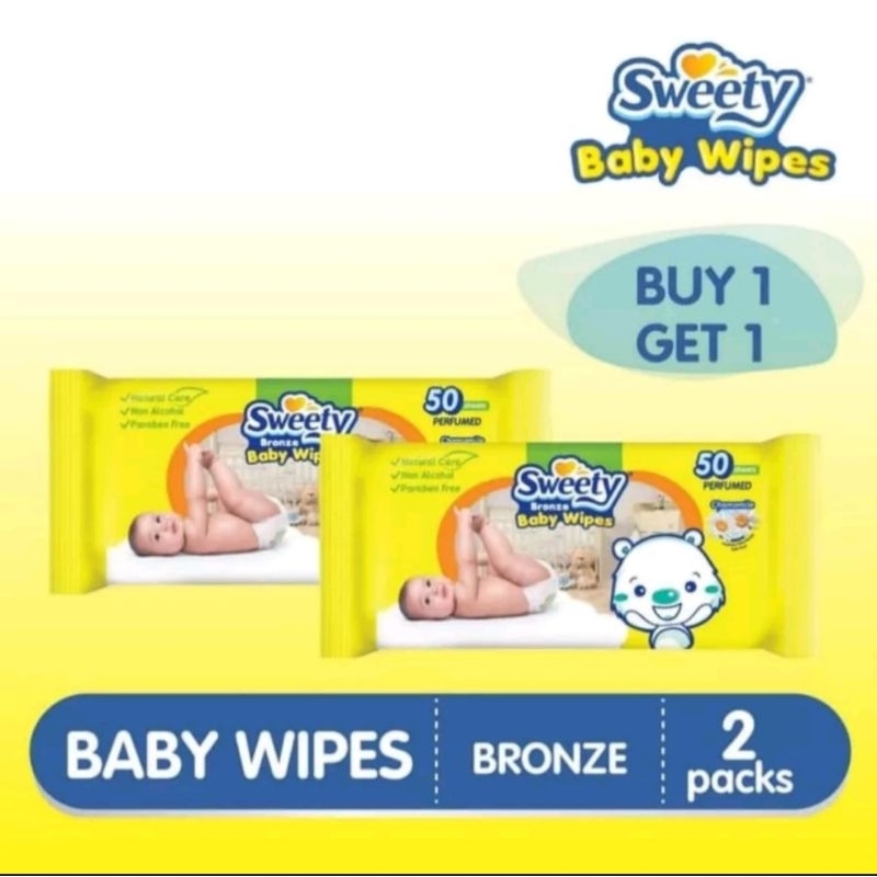 Sweety Bronze Baby Wipes 50 Sheets Buy 1 Get 1