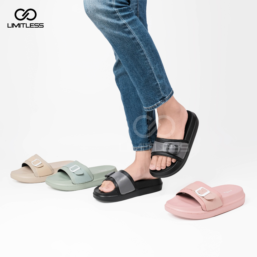 Sandal Wanita Selop RUBY Santai Sendal Cewek Slip On Korean Style Sol Tebal Wedges Selop Kekinian Anti Slip