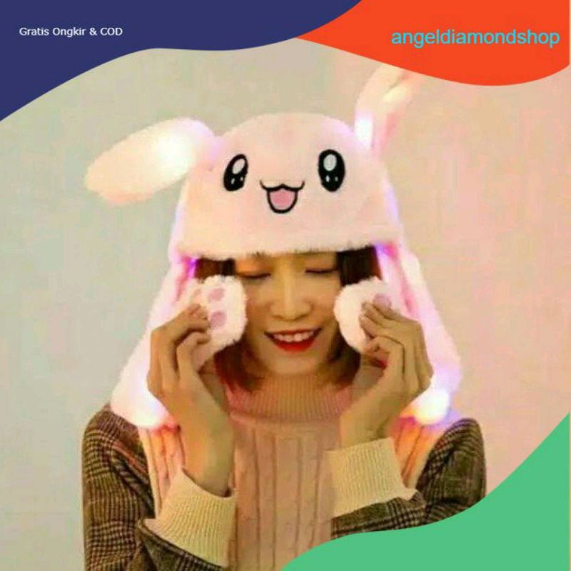 Beli 1 Gratis 1 - PAKET HEMAT - Topi Kelinci Led - Non Led Bunny Hat Tik Tok