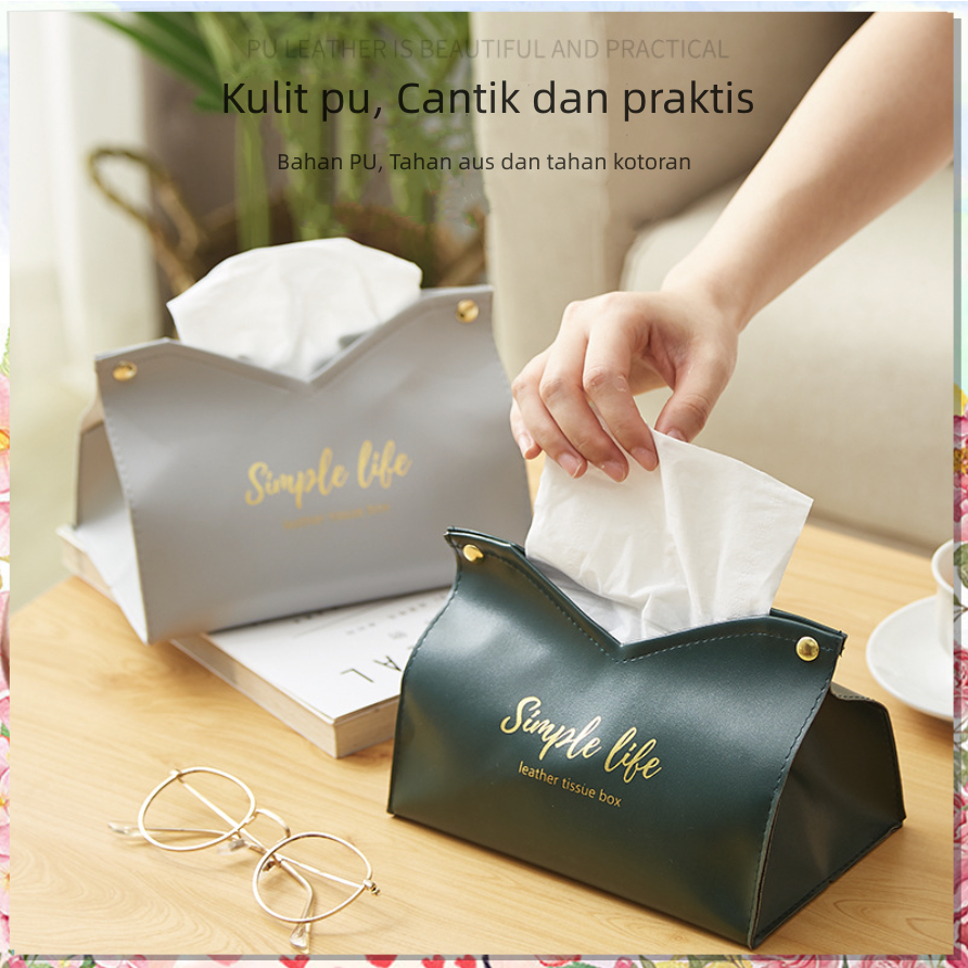 Kotak tisu/kotak tisu PU/Kotak Tisu Premium Kulit Tissue Box/Tempat tisu berbahan kulit sintetis lembut