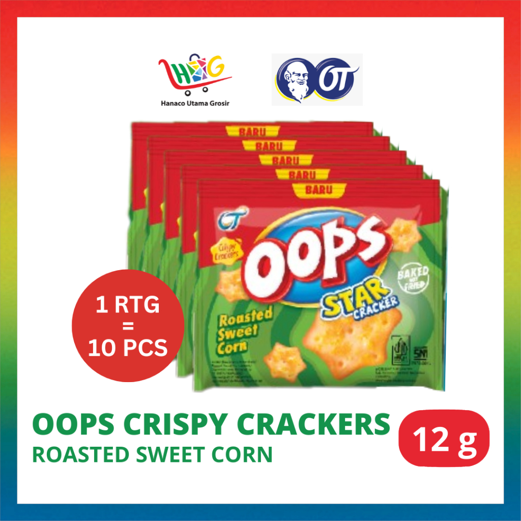 Oops Crispy Crackers Ayam Tomat Panggang / Jagung Bakar Manis - 12g [ 1 RTG = 10 PCS ]