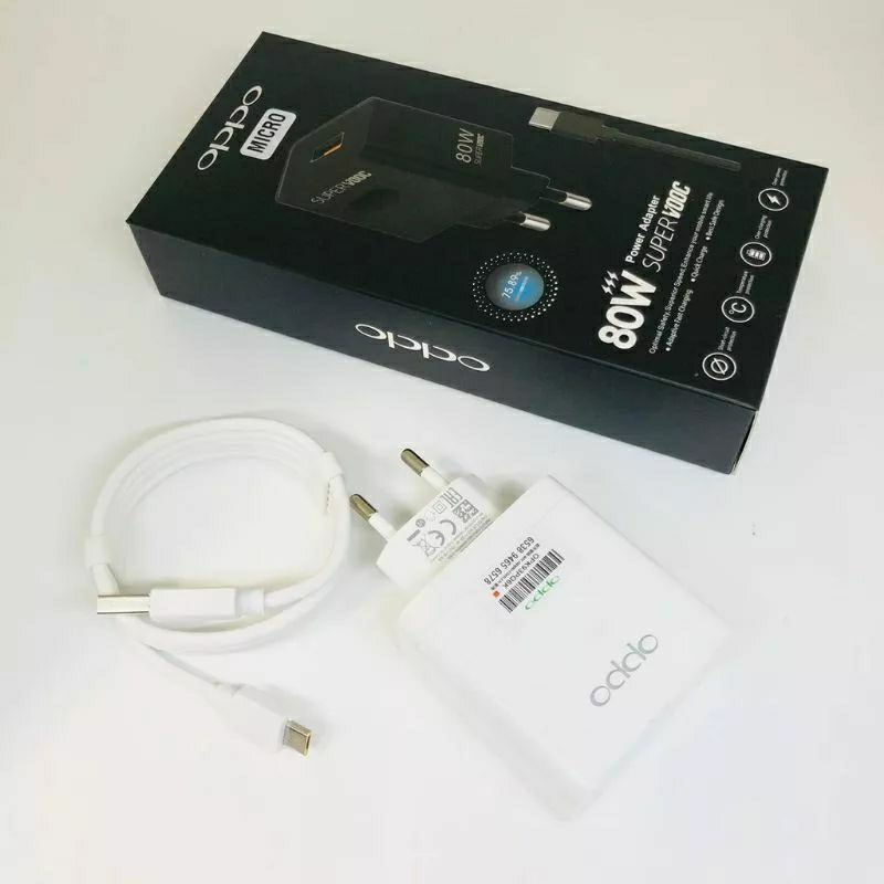 New Charger 100%Ori OPPO 80W Super VOOC Fast Charging Sport Untuk semua hp Type C Micro