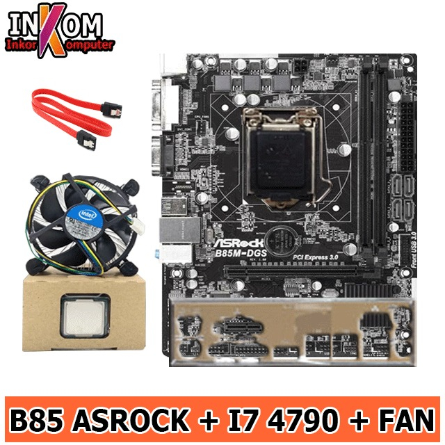 Paket Mobo B85 LGA 1150 DDR3 Plus Processor i7 4790 Fan Intel