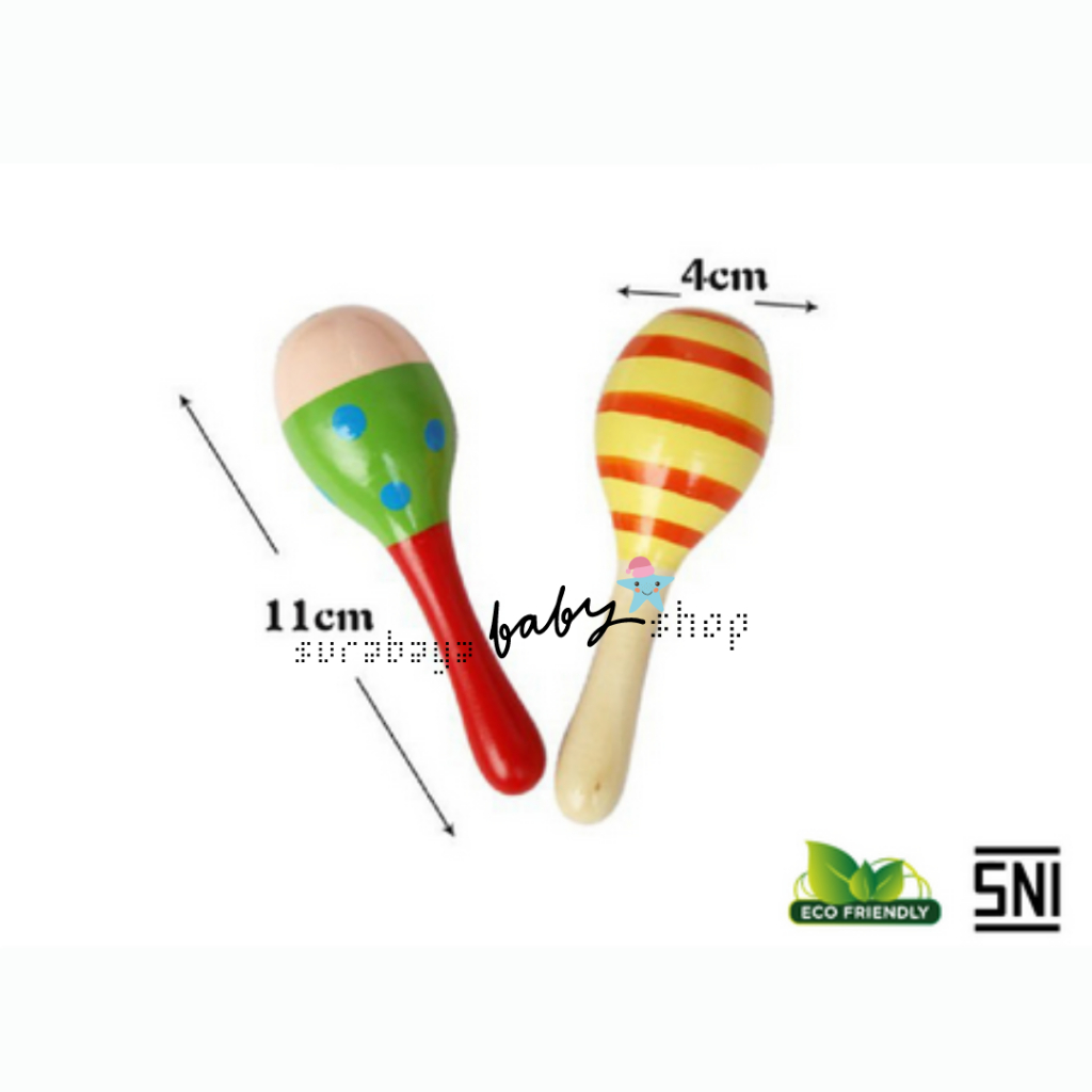 Baby Maracas / Mainan Bayi / Kerincingan Bayi / Rattle / Marakas Kayu Kerincing Genggam/ Rattle Kayu 538100