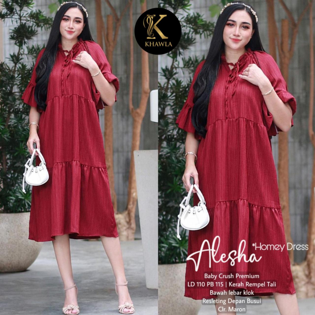 Alesha Homey Dress Baby Crush Premium Casual Dress Busui Original Produk By Khawla