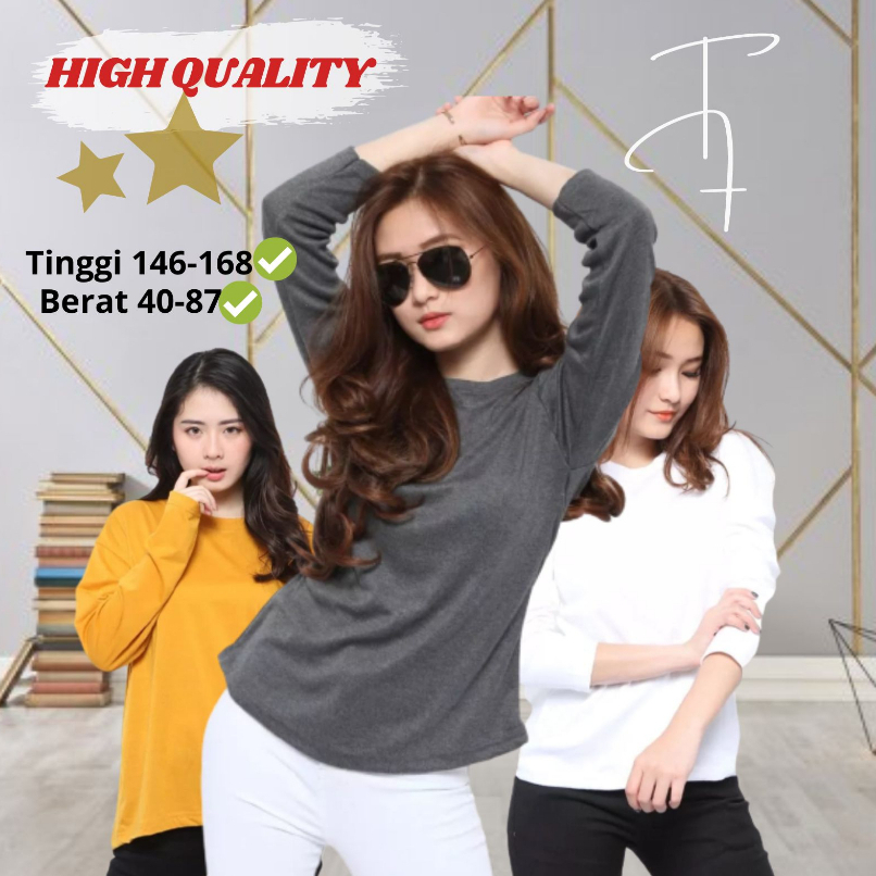 Kaos Polos Oversize Lengan Panjang // Kaos Lengan Panjang Wanita O Neck // Kaos Oversize Wanita // K