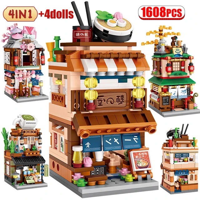 [Bisa COD] blok bangunan mainan diy/Kimono Shop/Noodle canteen/Hot spring house/Matcha