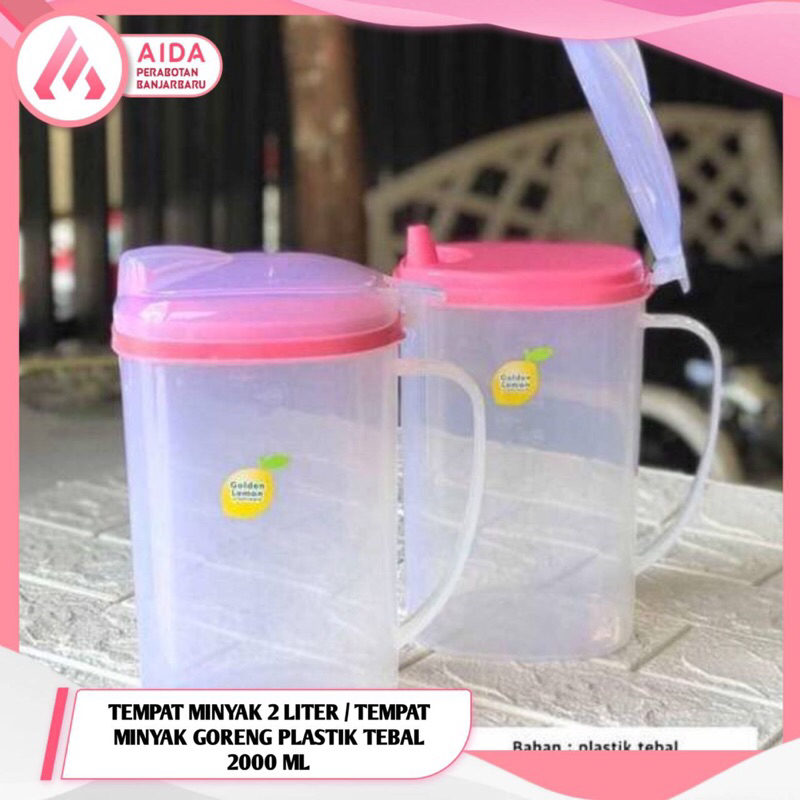 TEMPAT MINYAK 2 LITER / TEMPAT MINYAK GORENG PLASTIK TEBAL 2000 ML / TEMPAT MINYAK 2 LITER GOLDEN LE