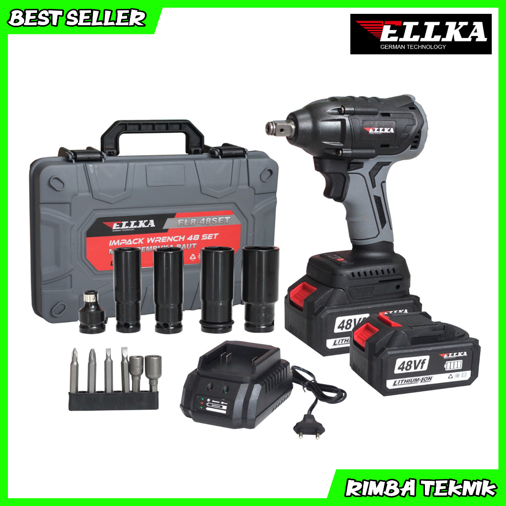 Impact wrench cordless 48V ELLKA Mesin pembuka baut murah mudah digunakan